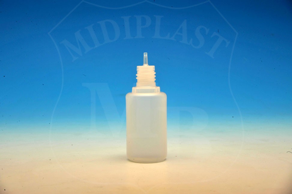 MidiPlast - MB382 - Flacone da 20 ml tondo per ricarica sigaretta elettronica<div>con beccuccio contagocce e tappo autocentrante</div>